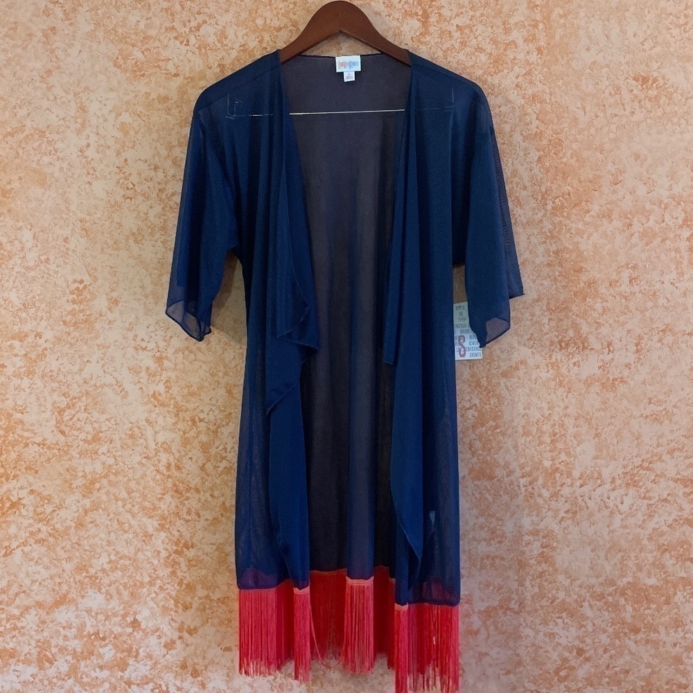 LULAROE Fringed cardigan/cover up size Small